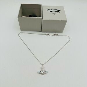 Vivienne Westwood Blue Enamel Silver Orb Pendant Necklace